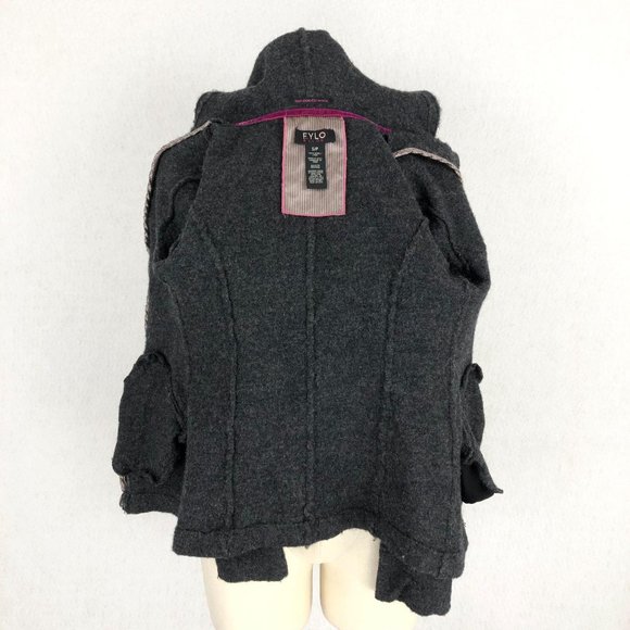 FYLO by Nylon Women's Size Small** Grey Boiled Wool Long Sleeve Duffle Coat - Picture 7 of 8